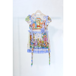 bērnu kleita-princese gaiši-zila ar baltā krāsā elementiem bērnu kleita-princese gaiši-zila ar baltā krāsā elementiem