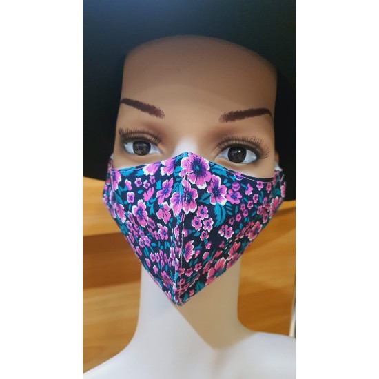 mask with pink flowers