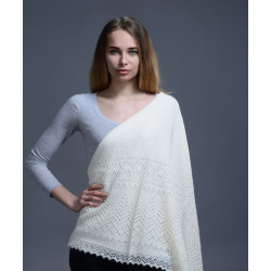 ОРЕНБУРГСКИЙ ПУХОВЫЙ ПЛАТОК П2-125-02 БЕЛЫЙ НАТУРАЛЬНЫЙ